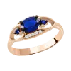 Product image 1 of the product “Women's Ring “Oval with Side Stones” in 585 Rose Gold with Cubic Zirconia and Sapphire ”