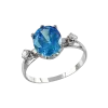 Product image 1 of the product “Women's Ring “Oval with Side Stones” in 585 White Gold with Cubic Zirconia and Topaz ”