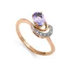 Product image 1 of the product “Women's Ring “Oval with Stone Arc” in 585 Rose Gold with Cubic Zirconia and Amethyst ”
