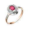 Product image 1 of the product “Women's Ring “Oval with Stone Halo” in 585 Two-Tone Gold with Diamonds and Synthetic Ruby ”