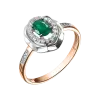 Product image 1 of the product “Women's Ring “Oval with Stone Halo” in 585 Two-Tone Gold with Diamonds and Synthetic Emerald ”