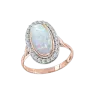 Product image 1 of the product “Women's Ring “Oval with Stone Halo” in 585 Rose Gold with Cubic Zirconia and Opal ”
