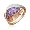 Product image 1 of the product “Women's Ring “Oval with Stone Rows” in 585 Two-Tone Gold with Amethyst ”