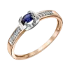 Product image 1 of the product “Women's Ring “Oval with Stone-Set Band” in 585 Two-Tone Gold with Diamonds and Sapphire ”