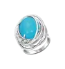 Product image 1 of the product “Women's Ring “Oval Turquoise with Waves” in 925 Sterling Silver with Cubic Zirconia and Turquoise ”