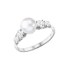 Artikelbild 1 des Artikels “Damenring „Perle mit Seitensteinen“ aus 925 Silber mit Zirkonia und Perlen “