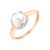 Artikelbild 1 des Artikels “Damenring „Perle mit Steinbogen“ aus 585 Rotgold mit Zirkonia und Perlen “