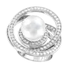 Product image 1 of the product “Women's Ring “Pearl with Stone Spirals” in 925 Sterling Silver with Cubic Zirconia and Pearls ”
