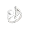 Artikelbild 1 des Artikels “Damenring „Perle offen mit Steinreihe“ aus 925 Silber mit Zirkonia und Perlen “