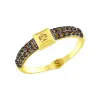 Artikelbild 1 des Artikels “Damenring „Quadrat mit braunen Steinen“ aus 585 Gelbgold mit Zirkonia “