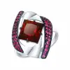 Product image 1 of the product “Women's Ring “Square with Stone Wings” in 925 Sterling Silver with Cubic Zirconia and Sitall ”