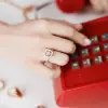 Product image 1 of the product “Women's Ring “Square Stone Halo” in 585 Rose Gold with Cubic Zirconia ”
