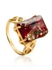 Product image 1 of the product “Women's Ring “Rectangle with Celtic Knot” in Gold-Plated 925 Sterling Silver with Amber ”