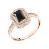 Product image 1 of the product “Women's Ring “Rectangle with Stone Halo” in 585 Rose Gold with Cubic Zirconia ”