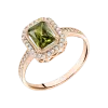 Product image 1 of the product “Women's Ring “Rectangle with Stone Halo” in 585 Rose Gold with Cubic Zirconia ”