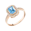 Product image 1 of the product “Women's Ring “Rectangle with Stone Halo” in 585 Rose Gold with Cubic Zirconia ”