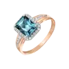Artikelbild 1 des Artikels “Damenring „Rechteck mit Steinkranz“ aus 585 Rotgold mit Zirkonia und London Blue Topas “