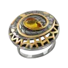 Product image 1 of the product “Women's Ring “Round with Lattice Ornament” in Gold-Plated 925 Sterling Silver with Amber ”