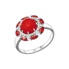 Product image 1 of the product “Women's Ring “Round Coral with Stone Halo” in 925 Sterling Silver with Cubic Zirconia ”