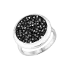 Product image 1 of the product “Women's Ring “Round Plate with Black Crystals” in 925 Sterling Silver with Cubic Zirconia ”