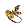 Product image 1 of the product “Women's Ring “Butterfly with Amber” in Gold-Plated 925 Sterling Silver with Amber ”