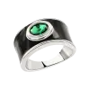Product image 1 of the product “Women's Ring “Black Enamel with Round Stone” in 925 Sterling Silver with Cubic Zirconia ”