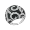 Product image 1 of the product “Women's Ring “Black Dome with Spirals” in 925 Sterling Silver with Cubic Zirconia and Onyx ”