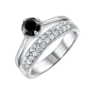 Product image 1 of the product “Women's Ring “Black Solitaire with Pavé” in 925 Sterling Silver with Cubic Zirconia ”