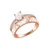 Artikelbild 1 des Artikels “Damenring „Solitär mit Ornamentband“ aus 925 Silber vergoldet mit Zirkonia “