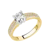 Product image 1 of the product “Women's Ring “Solitaire with Stone Rows” in 585 Yellow Gold with Cubic Zirconia ”