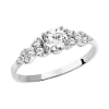 Product image 1 of the product “Women's Ring “Solitaire with Stone Clusters” in 585 White Gold with Cubic Zirconia and Swarovski Crystals ”