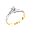 Product image 1 of the product “Women's Ring “Solitaire with Swirl” in 585 Two-Tone Gold with Diamonds, 0.13 ct ”