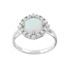 Product image 1 of the product “Women's Ring “Angular Stone Halo” in 925 Sterling Silver with Cubic Zirconia and Opal ”