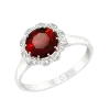 Artikelbild 1 des Artikels “Damenring „Steinkranz mit Blättchen“ aus 925 Silber mit Zirkonia und Granat “