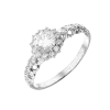 Product image 1 of the product “Women's Ring “Stone Halo with Tendrils” in 585 White Gold with Cubic Zirconia ”