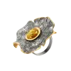Product image 1 of the product “Women's Ring “Textured Leaf with Amber” in Gold-Plated 925 Sterling Silver with Amber ”