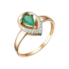 Product image 1 of the product “Women's Ring “Teardrop in Frame” in 585 Rose Gold with Diamonds and Synthetic Emerald ”