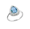 Product image 1 of the product “Women's Ring “Teardrop in Stone Halo” in 925 Sterling Silver with Cubic Zirconia and Topaz ”