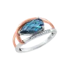 Product image 1 of the product “Women's Ring “Drop with Arches” in 585 Two-Tone Gold with Diamonds and London Blue Topaz ”
