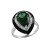 Product image 1 of the product “Women's Ring “Drop with Black Enamel” in 925 Sterling Silver with Cubic Zirconia and Sitall ”