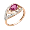 Product image 1 of the product “Women's Ring “Drop with V Shape” in 585 Rose Gold with Cubic Zirconia and Corundum ”