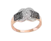 Product image 1 of the product “Women's Ring “Intertwined Black and White” in 585 Two-Tone Gold with Cubic Zirconia ”