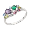 Product image 1 of the product “Women's Ring “Scattered Coloured Stones” in 925 Sterling Silver with Cubic Zirconia and London Blue Topaz ”