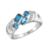 Product image 1 of the product “Women's Ring “Four Stones in Sweep” in 925 Sterling Silver with Cubic Zirconia and London Blue Topaz ”