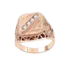 Product image 1 of the product “Men's Ring “Engraved with Diagonal Row of Stones” in 585 Rose Gold with Cubic Zirconia ”