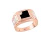 Product image 1 of the product “Men's Ring “Onyx Square” in 585 Two-Tone Gold with Cubic Zirconia and Onyx ”