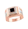 Product image 1 of the product “Men's Ring “Onyx Square with Stone Halo” in 585 Two-Tone Gold with Cubic Zirconia and Onyx ”