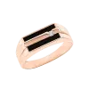 Product image 1 of the product “Men's Ring “Onyx Stripe with Stone” in 585 Rose Gold with Cubic Zirconia and Onyx ”