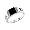 Product image 1 of the product “Men's Ring “Signet Ring with Enamel” in 925 Sterling Silver with Cubic Zirconia ”