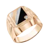 Artikelbild 1 des Artikels “Herrenring „Siegelring mit Onyxdreieck“ aus 585 Rotgold mit Zirkonia “